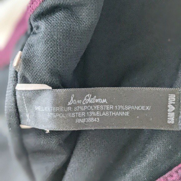 Sam Edelman Sports Bra Women Large Workout Cross Back Straps Top Burgundy Gray L - Picture 8 of 10
